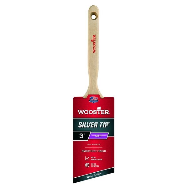 Wooster 3" Angle Sash Paint Brush, Silver CT Polyester Bristle, Wood Handle 5221